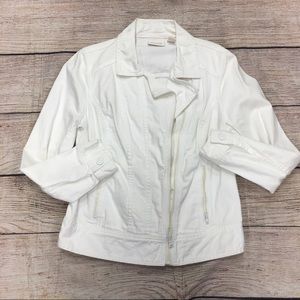 Chico's White Denim Moto Jacket Size 0 Small